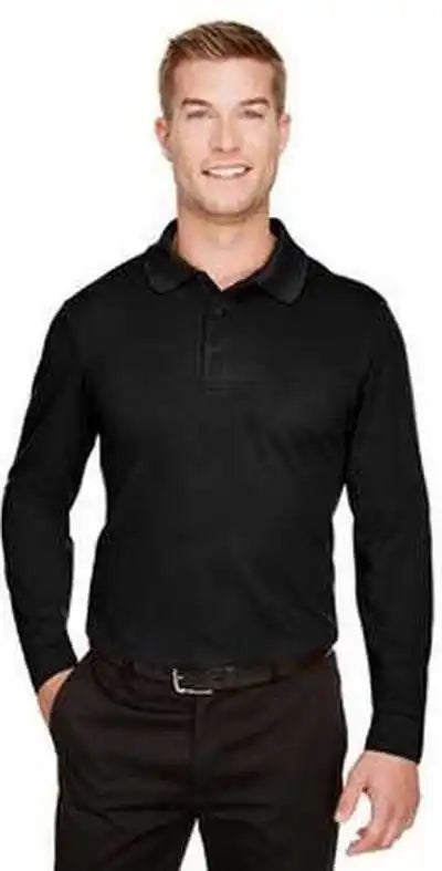 Devon & Jones Dg20l Crownlux Performance Men’s Plaited Long Sleeve Polo Black