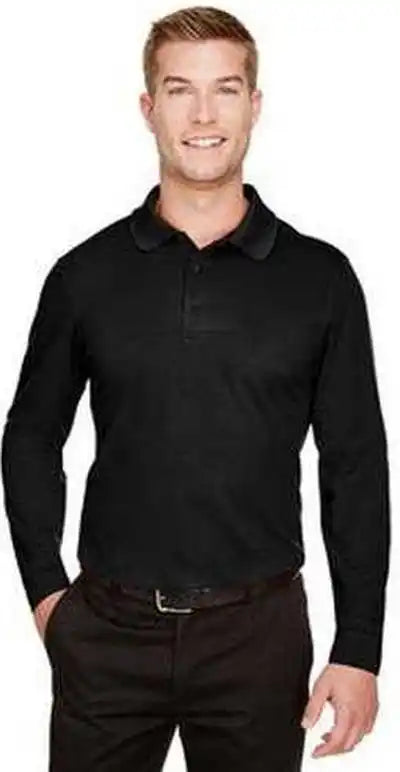 Devon & Jones Dg20l Crownlux Performance Men’s Plaited Long Sleeve Polo Black