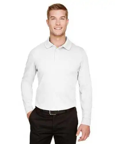Devon &amp; Jones Dg20light Crownlux Performance Men’s Tall Plaited Long Sleeve Polo - White