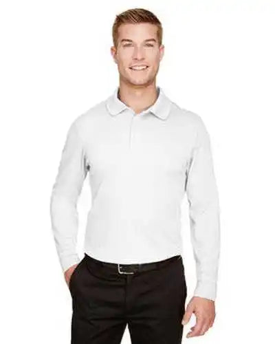 Devon &amp; Jones Dg20light Crownlux Performance Men’s Tall Plaited Long Sleeve Polo - White