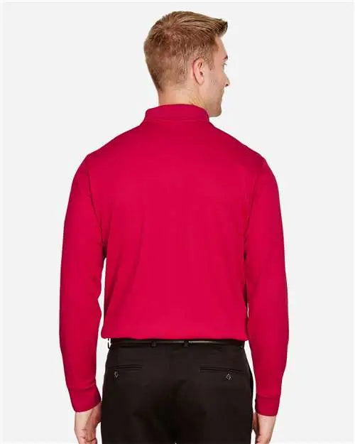 Devon & Jones Dg20lt Men’s Crownlux Performanceâ Tall Plaited Long Sleeve Polo - Red