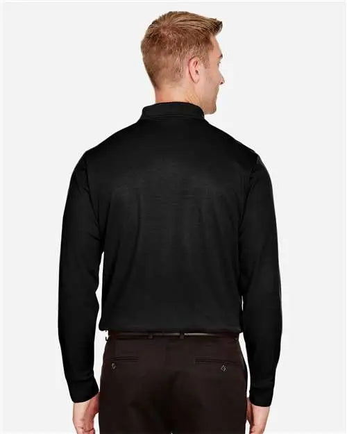Devon & Jones Dg20lt Men’s Crownlux Performanceâ Tall Plaited Long Sleeve Polo - Black