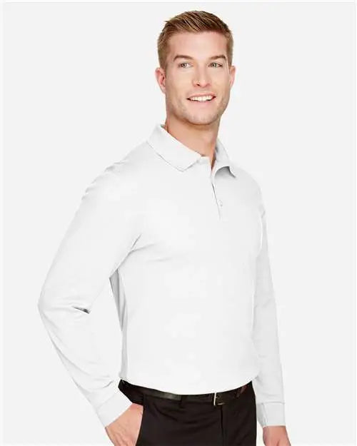 Devon & Jones Dg20lt Men’s Crownlux Performanceâ Tall Plaited Long Sleeve Polo - White