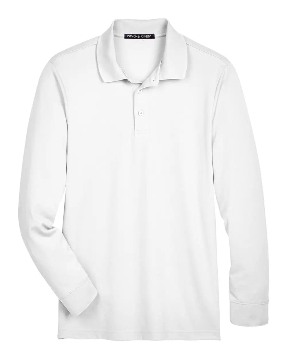Devon & Jones Dg20lt Men’s Crownlux Performanceâ Tall Plaited Long Sleeve Polo - White