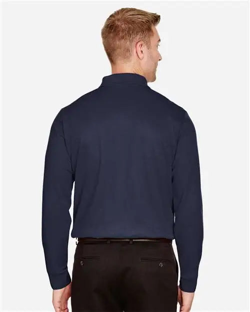 Devon & Jones Dg20lt Men’s Crownlux Performanceâ Tall Plaited Long Sleeve Polo - Navy