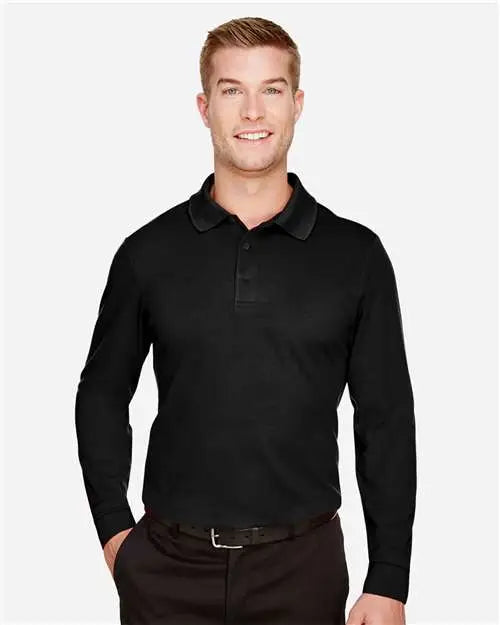 Devon & Jones Dg20lt Men’s Crownlux Performanceâ Tall Plaited Long Sleeve Polo - Black