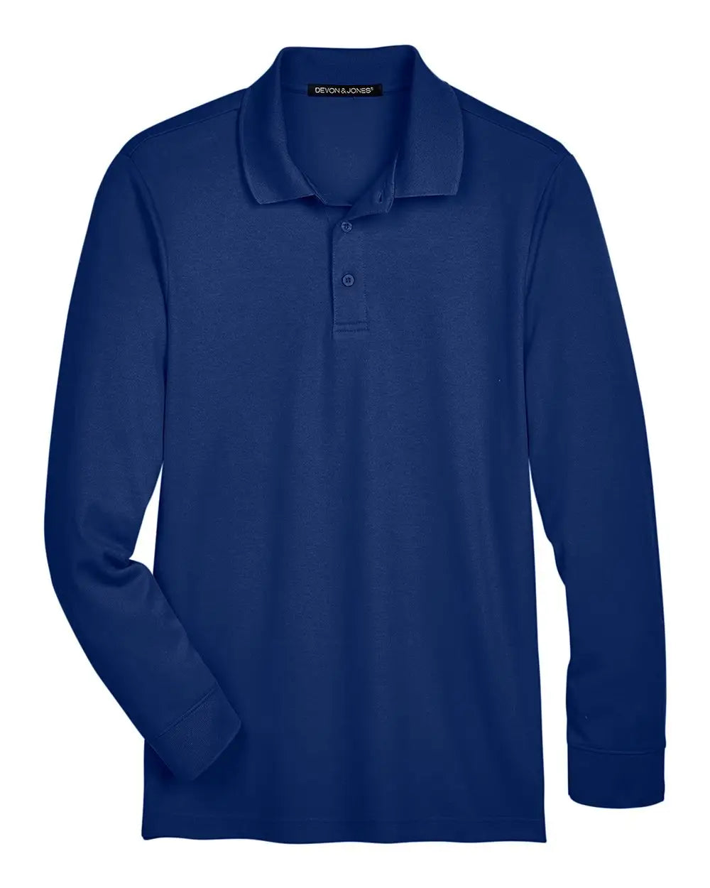 Devon & Jones Dg20lt Men’s Crownlux Performanceâ Tall Plaited Long Sleeve Polo - True Royal