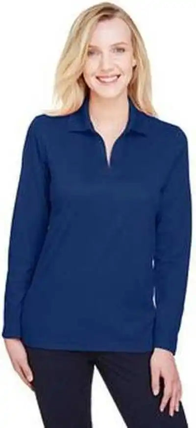 Devon & Jones Dg20lw Crownlux Performance Ladies’ Plaited Long Sleeve Polo True Royal