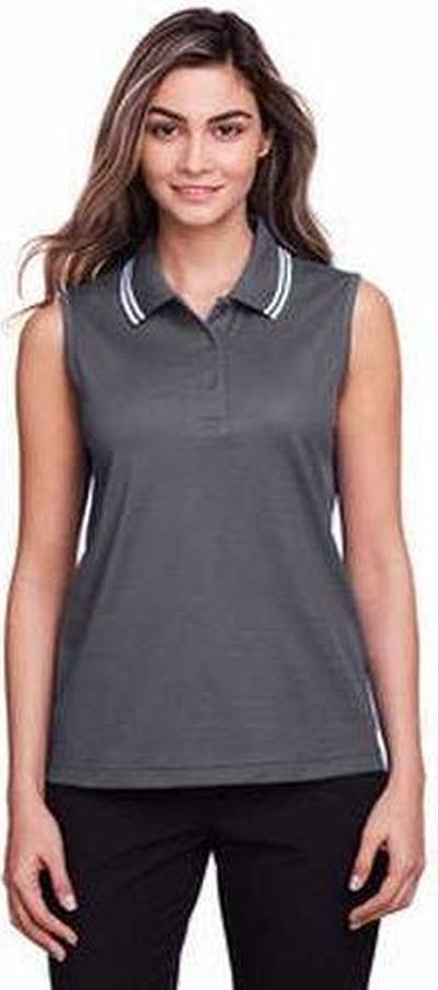 Devon & Jones Dg20sw Ladies’ Crownlux Performance Plaited Tipped Sleeveless Polo - Graphite White