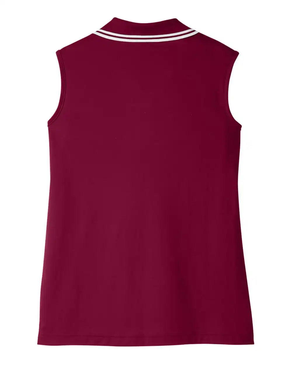 Devon & Jones Dg20sw Women’s Crownlux Performance® Plaited Tipped Sleeveless Polo - Burgundy White - Burgundy/ / Xs