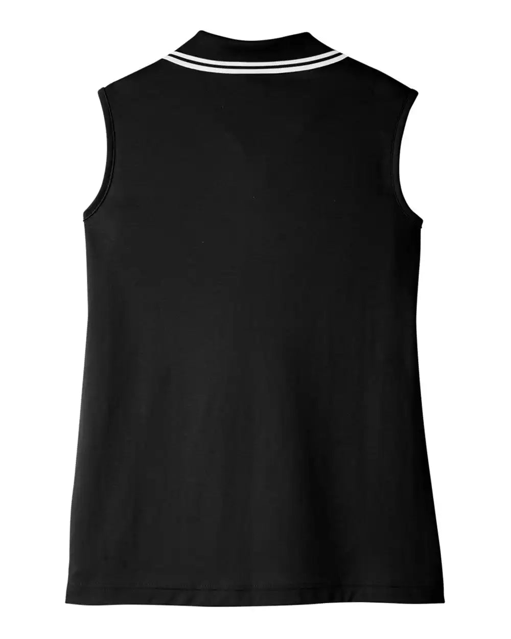 Devon & Jones Dg20sw Women’s Crownlux Performance® Plaited Tipped Sleeveless Polo - Black White - Black/ / Xs
