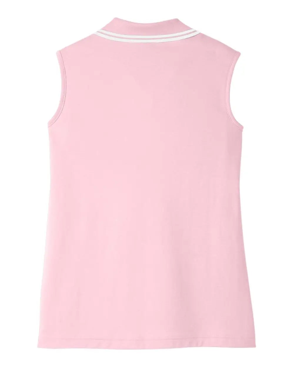 Devon & Jones Dg20sw Women’s Crownlux Performanceâ Plaited Tipped Sleeveless Polo - Pink White