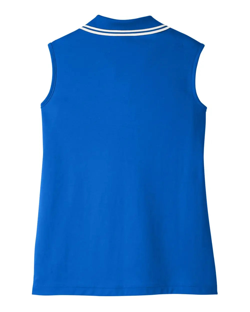 Devon & Jones Dg20sw Women’s Crownlux Performanceâ Plaited Tipped Sleeveless Polo - French Blue White