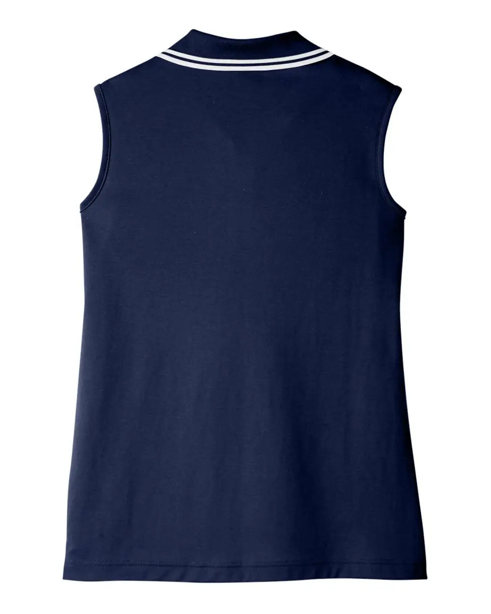 Devon & Jones Dg20sw Women’s Crownlux Performanceâ Plaited Tipped Sleeveless Polo - Navy White
