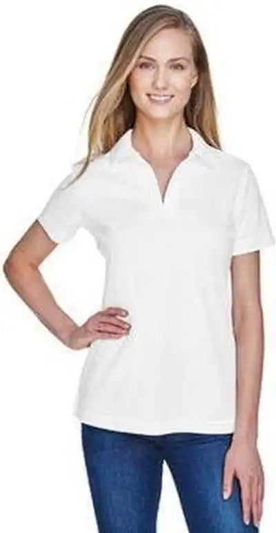 Devon &amp; Jones Dg20w Crownlux Performance Ladies’ Plaited Polo - White