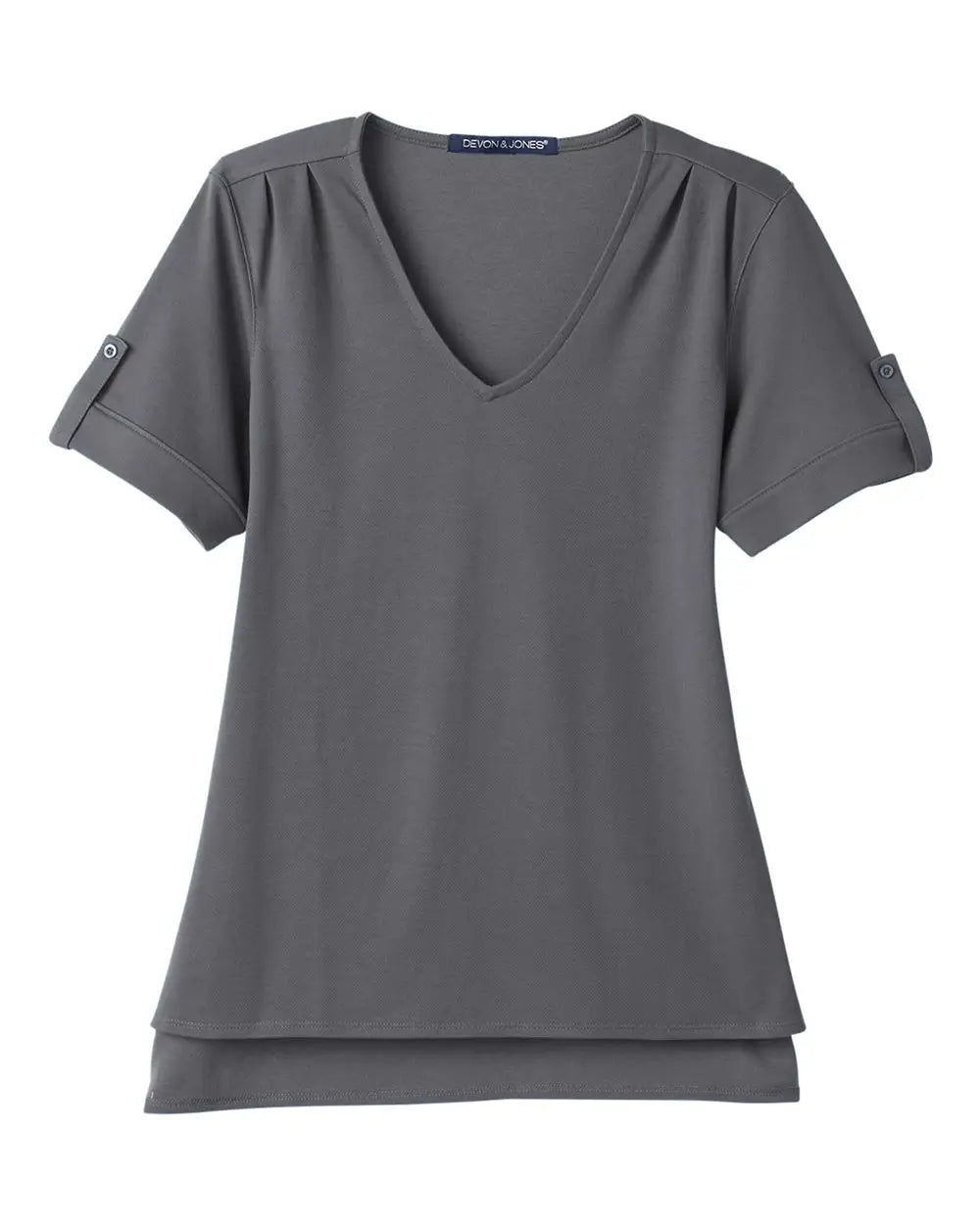 Devon & Jones Dg20wb Women's Crownlux Performance Plaited Rolled Sleeve Shirt - Graphite - Ladies Xs