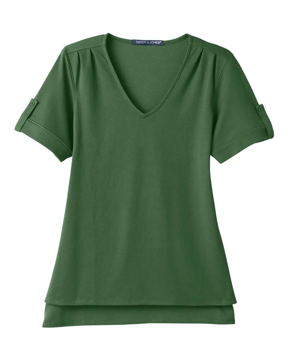 Devon & Jones Dg20wb Women's Crownlux Performance Plaited Rolled Sleeve Shirt - Forest - Ladies Xs