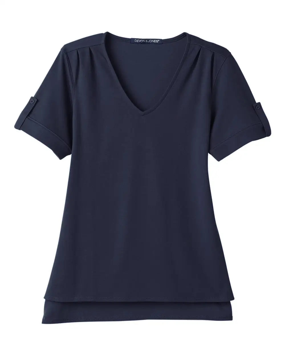 Devon & Jones Dg20wb Women’s Crownlux Performance Plaited Rolled Sleeve Shirt - Navy