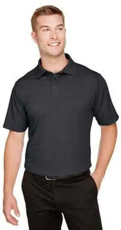 Devon &amp; Jones Dg22 Crownlux Performancemen’s Address Melange Polo - Black Heather