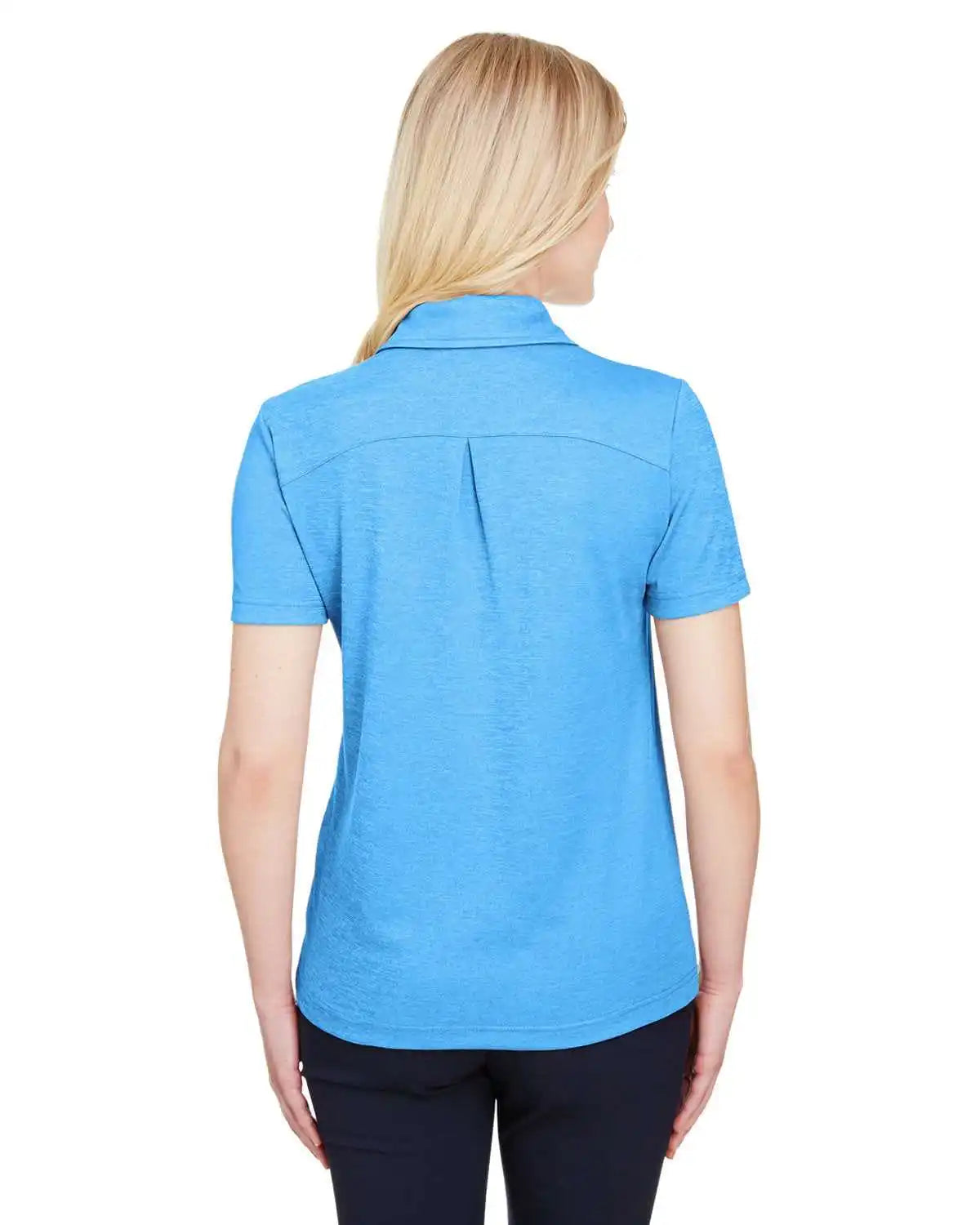 Devon &amp; Jones Dg22w Crownlux Performanceladies’ Address Melange Polo - Ocean Blue Heather