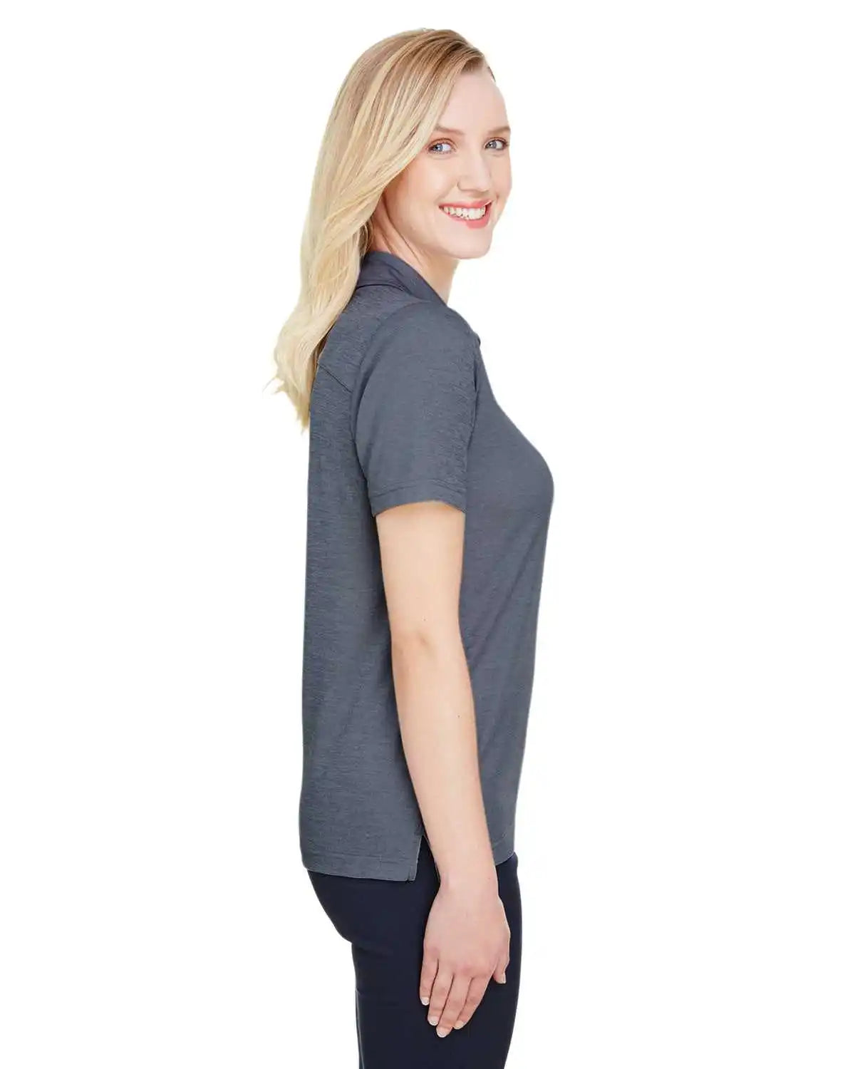 Devon &amp; Jones Dg22w Crownlux Performanceladies’ Address Melange Polo - Navy Heather