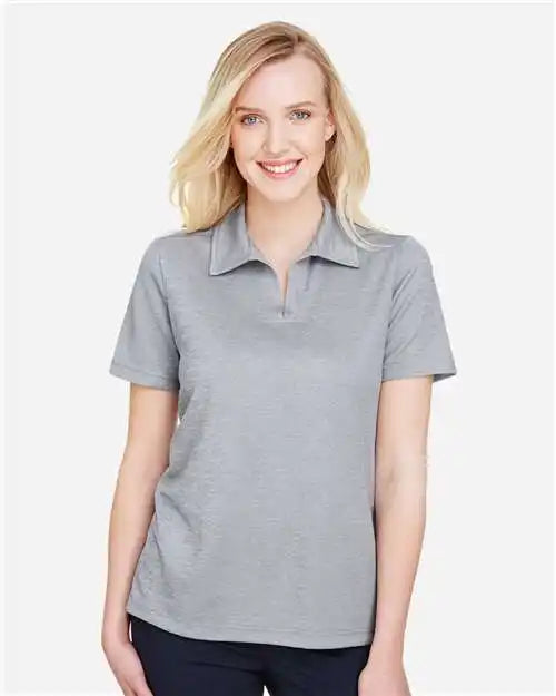 Devon &amp; Jones Dg22w Women’s Crownlux Performance® Address Melange Polo - Grey Heather