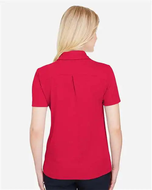 Devon &amp; Jones Dg22w Women’s Crownlux Performance® Address Melange Polo - Red Heather