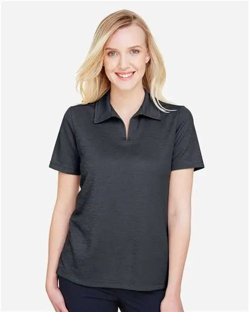 Devon & Jones Dg22w Women’s Crownlux Performanceâ Address Melange Polo - Black Heather