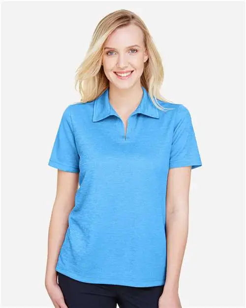 Devon & Jones Dg22w Women’s Crownlux Performanceâ Address Melange Polo - Ocean Blue Heather