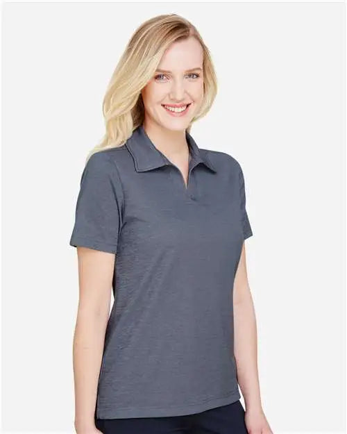 Devon & Jones Dg22w Women’s Crownlux Performanceâ Address Melange Polo - Navy Heather