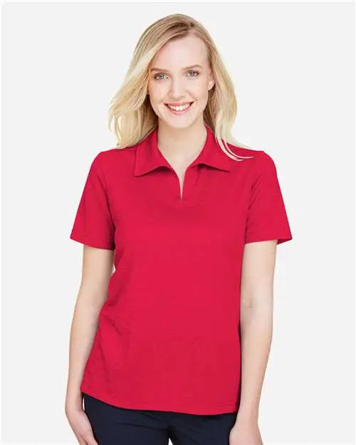 Devon & Jones Dg22w Women’s Crownlux Performanceâ Address Melange Polo - Red Heather