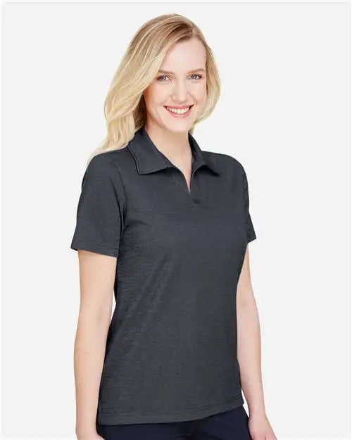 Devon & Jones Dg22w Women’s Crownlux Performanceâ Address Melange Polo - Black Heather