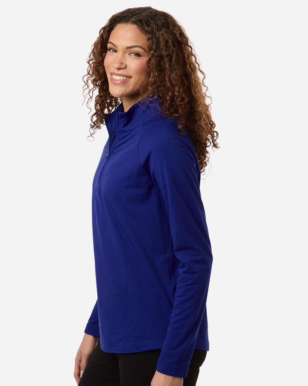 Devon & Jones Dg402w Women’s Seaton Pebble Textured Quarter-zip Pullover - Midnight Royal