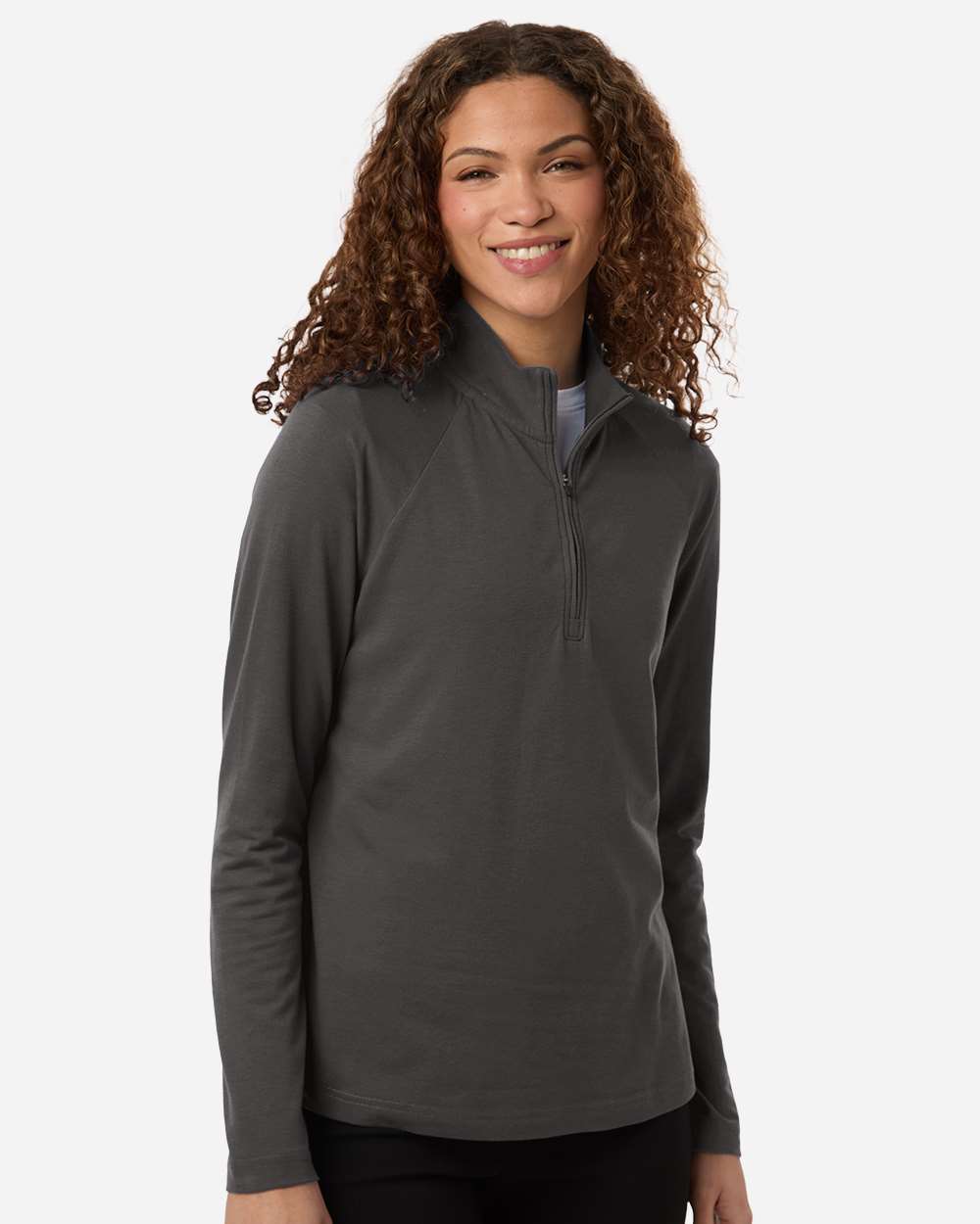 Devon & Jones Dg402w Women’s Seaton Pebble Textured Quarter-zip Pullover - Graphite