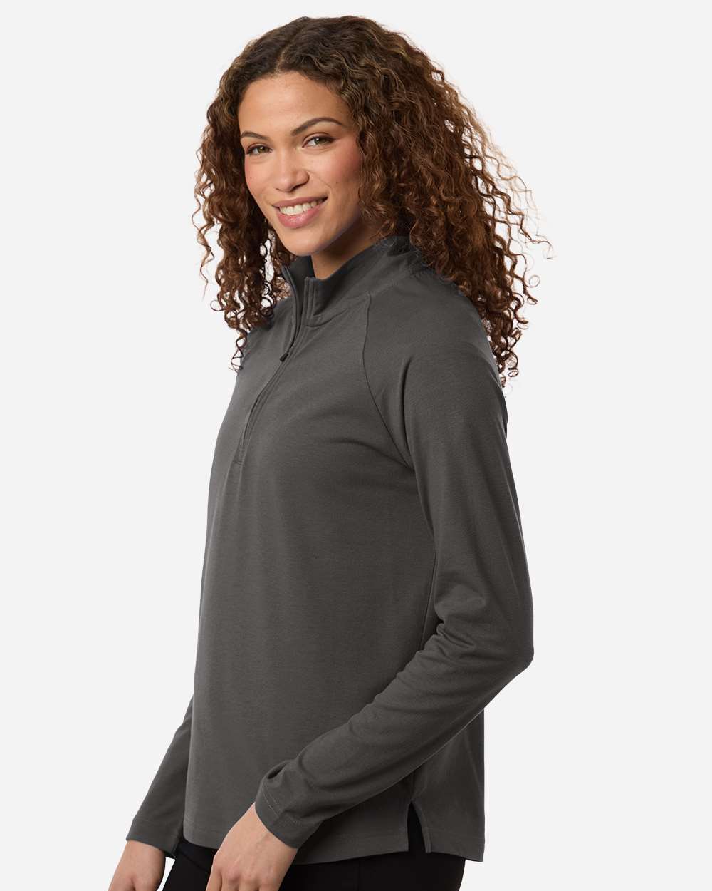 Devon & Jones Dg402w Women’s Seaton Pebble Textured Quarter-zip Pullover - Graphite