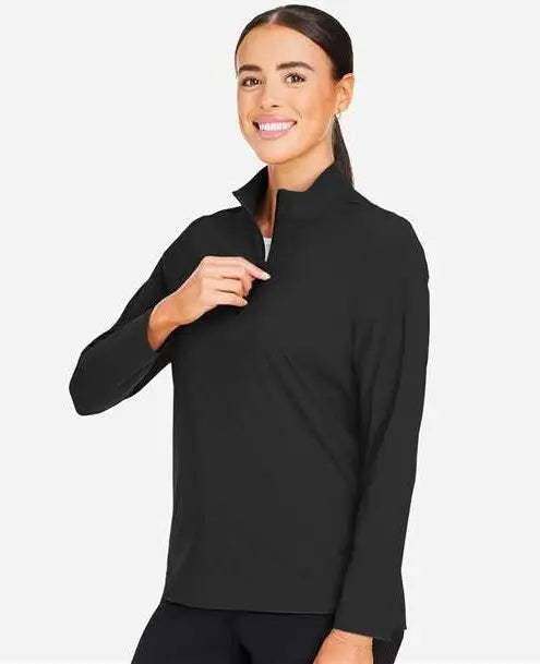 Devon & Jones Dg410w Women's Crownlux PerformanceÂ® Windsor Welded Quarter-zip Pullover - Black