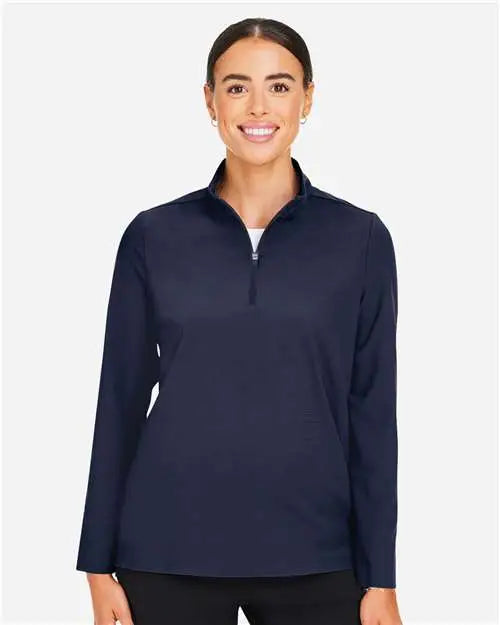 Devon & Jones Dg410w Women’s Crownlux Performanceâ Windsor Welded Quarter-zip Pullover - Navy