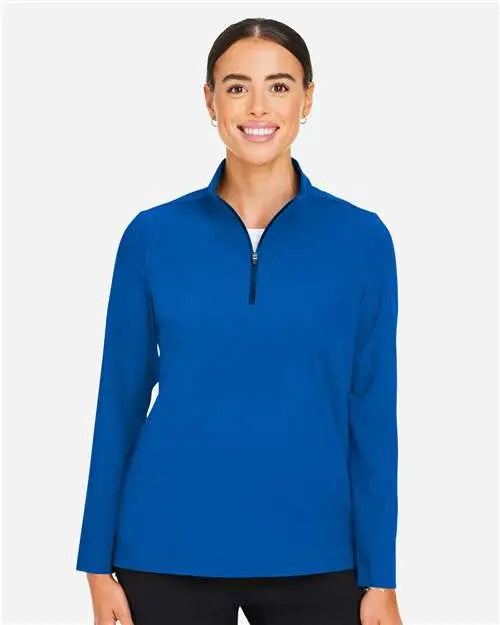 Devon & Jones Dg410w Women’s Crownlux Performanceâ Windsor Welded Quarter-zip Pullover - French Blue