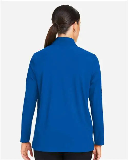 Devon & Jones Dg410w Women’s Crownlux Performanceâ Windsor Welded Quarter-zip Pullover - French Blue