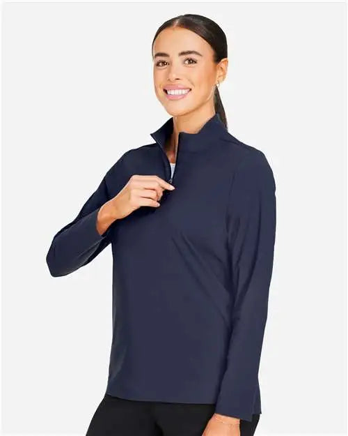 Devon & Jones Dg410w Women’s Crownlux Performanceâ Windsor Welded Quarter-zip Pullover - Navy