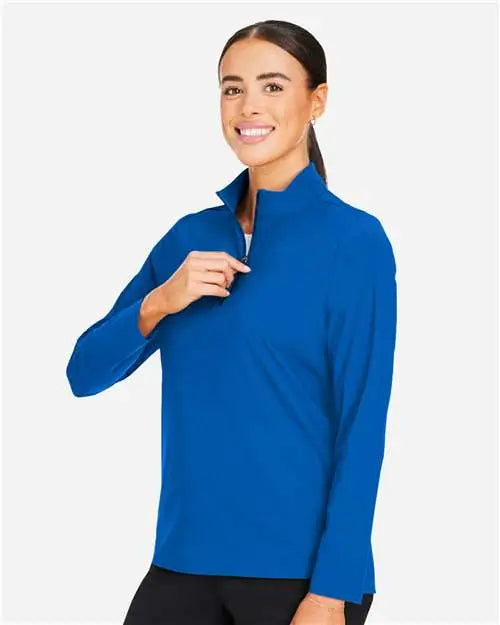 Devon & Jones Dg410w Women’s Crownlux Performanceâ Windsor Welded Quarter-zip Pullover - French Blue