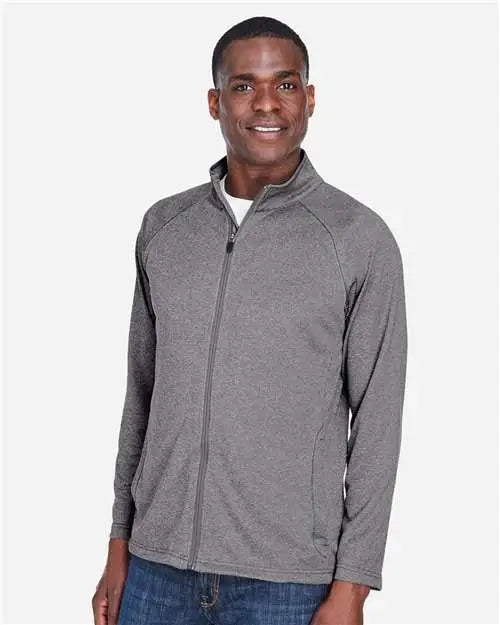 Devon & Jones Dg420 Men’s Stretch Tech-shellâ Compass Full-zip Jacket - Dark Grey Heather