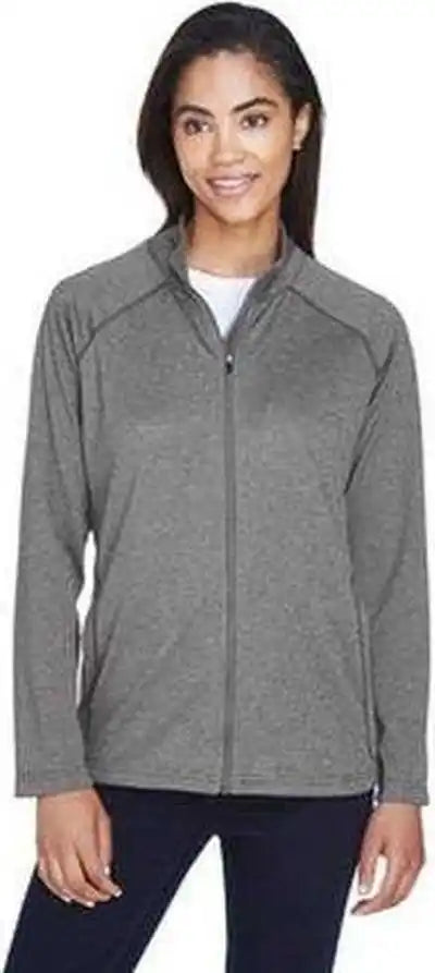Devon & Jones Dg420w Ladies’ Stretch Tech Shell Compass Full Zip Dark Gray Heather