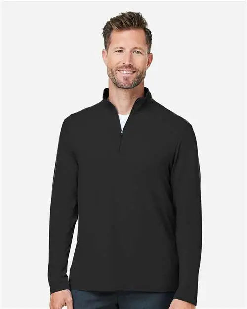 Devon & Jones Dg425 Men’s Raleigh Stretch Quarter-zip Pullover - Black