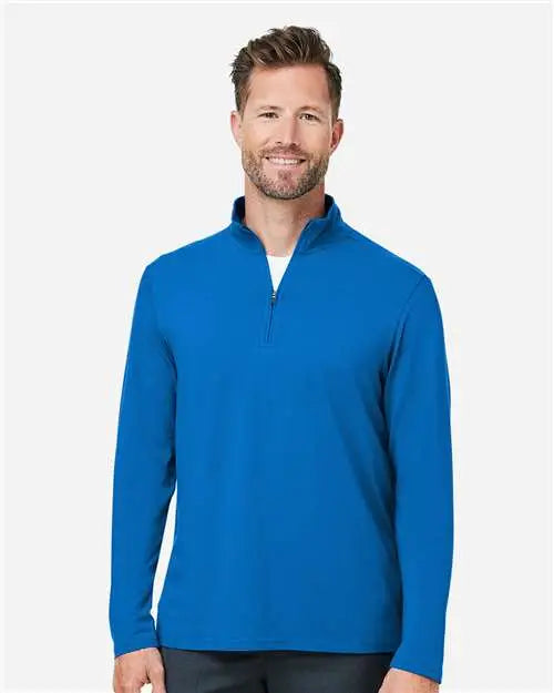 Devon & Jones Dg425 Men’s Raleigh Stretch Quarter-zip Pullover - French Blue
