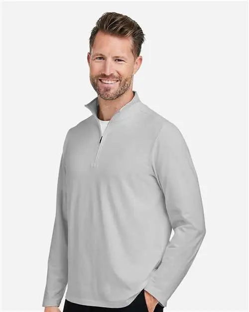 Devon & Jones Dg425 Men's Raleigh Stretch Quarter-zip Pullover - Grey