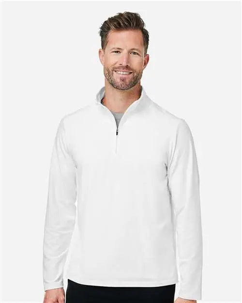 Devon & Jones Dg425 Men's Raleigh Stretch Quarter-zip Pullover - White