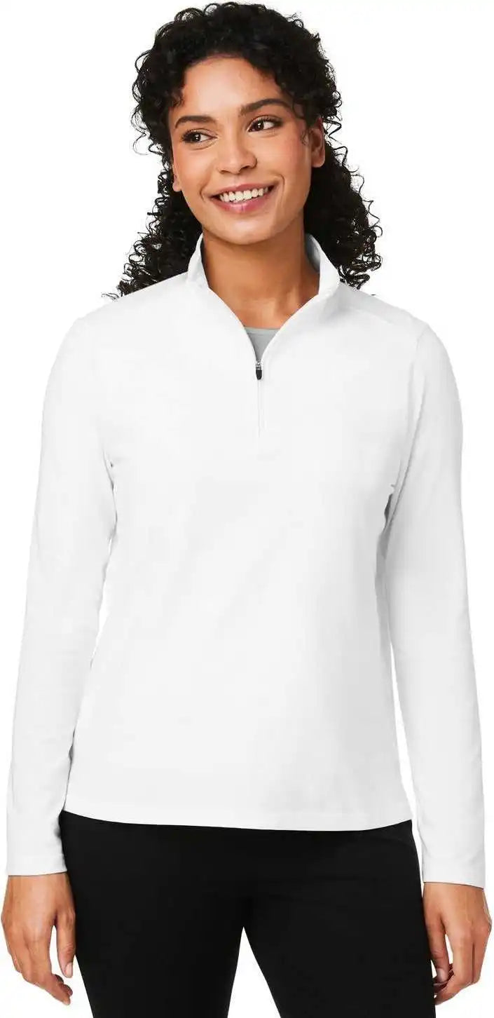 Devon &amp; Jones Dg425w Ladies’ Raleigh Stretch Quarter-zip - White