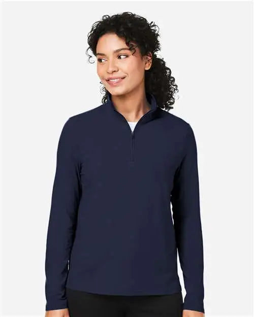 Devon & Jones Dg425w Women’s Raleigh Stretch Quarter-zip Pullover - Navy
