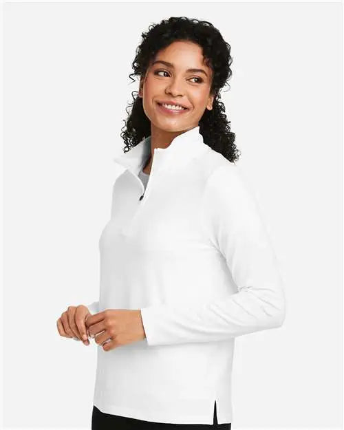 Devon & Jones Dg425w Women's Raleigh Stretch Quarter-zip Pullover - White